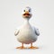 Playful 3d Rendered Duck With Big Blue Eyes In Pixar Style