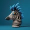 Playful 3d Zebra Figurine With Blue Feathers And Eyes