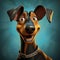 Playful Animated Dog With Caricature Faces In Oleg Shuplyak Style