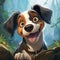 Playful Animated Dog In Spirited Forest Portrait