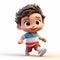 Playful Animated Little Boy Running In Cartoon Realism Style