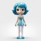 Playful Anime-inspired Figurine Of A Little Bluehaired Girl
