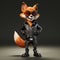 Playful Anime Style 3d Fox In Leather Jacket - Hyper-realistic Caricature