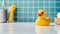 Playful Bath Companion: Small Yellow Duck Toy Brightens Your Bathroom - Generative AI