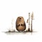 Playful Beaver Doodle Illustration In Isolated Landscape Style