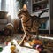 Playful Bengal Cat with Toy Mouse in Sun-Drenched Room