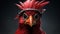 Playful Bird Headshot With Helmet In Dark Red - 3d Art
