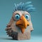 Playful Bird Sculpture With Gritty Textures And Strong Facial Expression