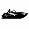 Playful Black Speed Boat Icon Illustration In Fujifilm Eterna Vivid 500t Style