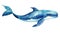 Playful Blue Whale Illustration for Children\\\'s Wallpaper AI Generated