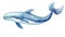 Playful Blue Whale Illustration for Children\\\'s Wallpaper AI Generated
