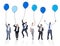 Playful Business People Holding Multicolored Balloons