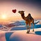 Playful Camel with Heart Balloon. Generative AI