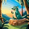 Playful Canine-Dragon in the Enchanted Jungle