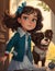 Playful Canine Friend: a 3d Animated Cartoon Girl and Her Dog