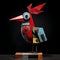 Playful Cardinal: A Fantastical 3d Abstract Sculpture Inspired By Basquiat And Picasso