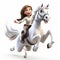Playful Caricature: 23 Animation Of Girl Riding A White Horse