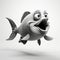 Playful Caricature: 2d Cg Fish In Monochrome Toning With Volumetric Lighting