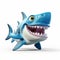 Playful Caricature: Blue And White 3d Shark Illustration