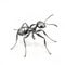 Playful Caricature: Photorealistic Drawing Of A Black And Silver Ant