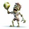 Playful Caricature Of A Zombie Zombie Holding A Soccer Ball