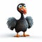 Playful Cartoon Black Vultures Bird Character In 3d