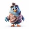 Playful Cartoon Blue Bird In Movie: Detailed Character Illustrations And Uhd Image