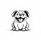 Playful Cartoon Bulldog With Smiling Expression - Detailed Monochrome Ink Illustration