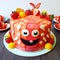 Playful Cartoon Cake With Strawberry Fruit Topping