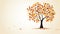 Playful Cartoon Character With Autumn Tree - Innovative Page Design