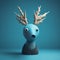Playful Cartoon Deer Sculpture With Antlers And Blue Feathers