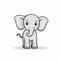 Playful Cartoon Elephant: Simplistic Design On White Background