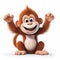 Playful Cartoon Monkey Waving Hands Photorealistic Maya Rendering