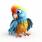 Playful Cartoon Parrot In Vibrant Blue And Orange Colors