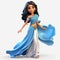 Playful Cartoon Princess Jasmine In Graceful Poses: A 3d Animated Image