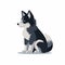 Playful Cartoon Siberian Husky Dog Sitting Flat Illustration Design