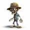 Playful Cartoon Zombie Figure With Hat - Hyper-detailed 3d Render