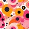 Playful and cartoonish abstract pattern with circles in vibrant colors (tiled)