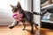 Playful cat chasing a toy, providing endless entertainment and laughter. Generative AI