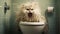 Playful cat in WC, humorous feline toilet adventures.