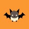 Playful Character Design: Cute Bat Illustration On Orange Background