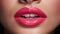 Playful cheeky lips in a bold shade of pink created with Generative AI