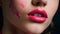 Playful cheeky lips in a bold shade of pink created with Generative AI