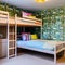 A playful, children\\\'s bedroom with bunk beds, vibrant wallpaper, and plenty of storage space2, Generative AI
