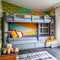 A playful, children\\\'s bedroom with bunk beds, vibrant wallpaper, and plenty of storage space3, Generative AI