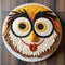 Playful Chocolate Owl Cake With Exaggerated Caricature Design
