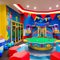 A playful circus-themed playroom with a mini trapeze, colorful circus tent, and carnival game corner5, Generative AI