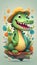 Playful Crocodile Character Sticker Art for Kids