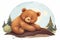 Playful Cute cartoon brown bear. Generate Ai
