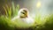 A Playful Cute Fluffy Duckling\\\'s Day Out in the Meadow. Generative AI